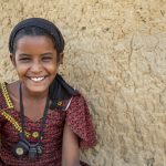 A portrait of a chadian girl in a village.